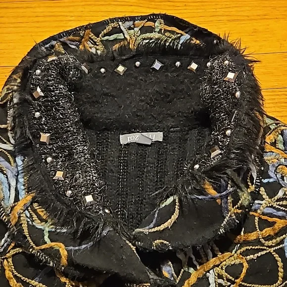 Roz & Ali Boho PM Black Asymmetric Cardigan - Picture 13 of 16